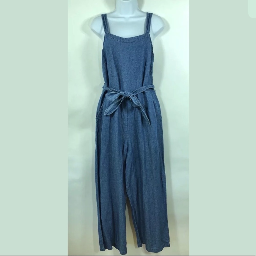 New Madewell Muralist Chambray Jumpsuit Sz 12 - Picture 2 of 6